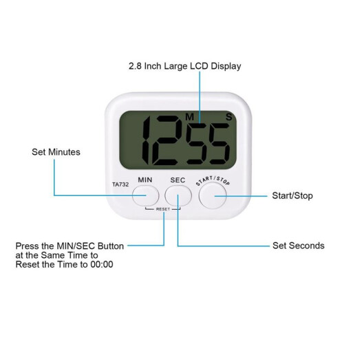 6X Digital Kitchen Timer, Large Screen Large Font Display, Magnetic Back Cooking Timer, Loud Alarm 1