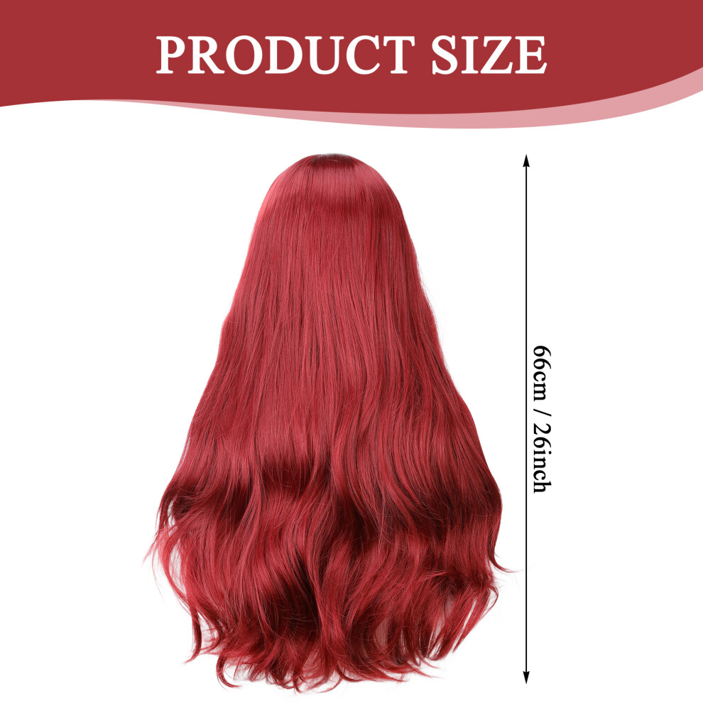 Dachuang Beauty Wavy Wine Red Cosplay Wig For Weddings & Travel