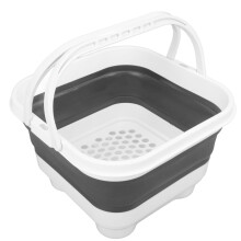 Faltbarer Badespielzeug-Organizer mit herausnehmbarem Boden, 30x28x18cm, Weiß/Schwarz