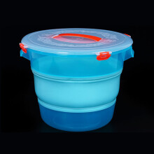 (Clear Foldable Bucket, Small 6L 25cm Diameter with Lid) Collapsible Fishing Bucket with Lid & Strap