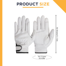 (M (527MY)) Anti-Slip Leather Work Gloves for Gardening