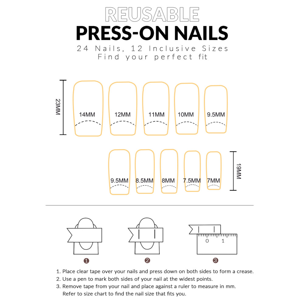 Dachuang Beauty 24Pcs Long Square Fake Nails, French Nails Diy