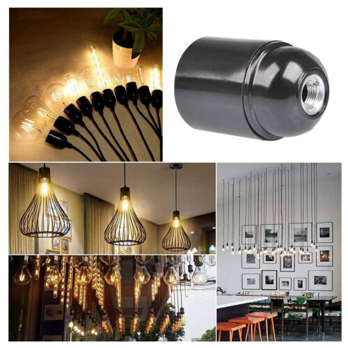 12-Pack Bakelite Lamp Holder E26/ E27 Light Socket Vintage Bulb Socket ES Screw Lampholder for Ceiling/Pendent/Floor 1
