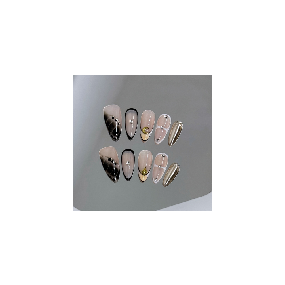 Roc-Electron (Xs) Rhinestone False Nails - Nude Pink, Zero Pressure