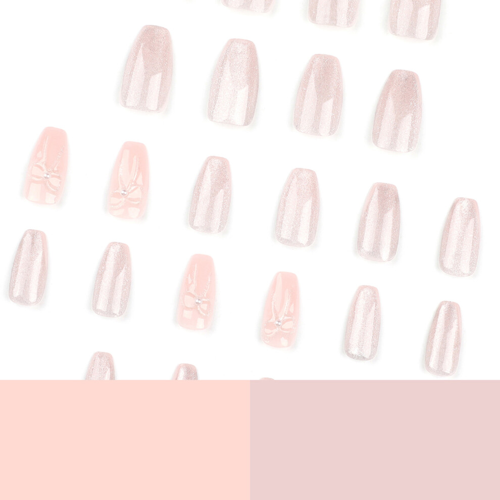 Dachuang Beauty Pink Glitter Fake Nails - Long Lasting & Flexible