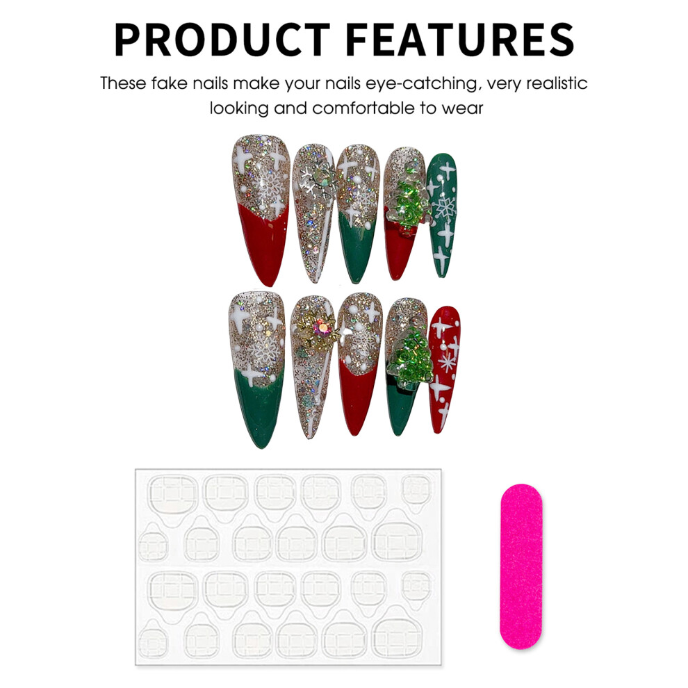 Dachuang Beauty (Xs) Glitter Press-On Nails For Christmas Manicure