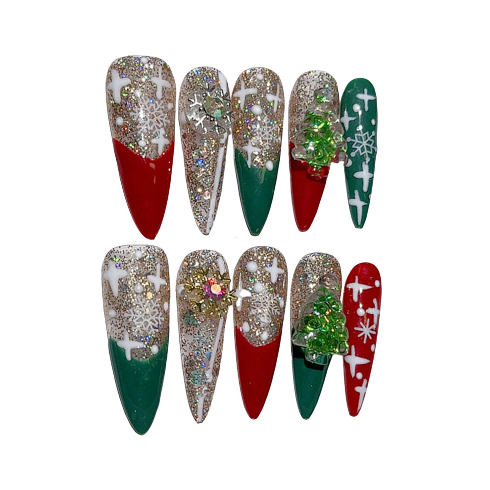 Dachuang Beauty (L) Glitter Press-On Nails For Christmas Manicure