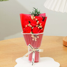 (red) Pearl Soap Flower Bouquet - Office Decor & Photo Prop
