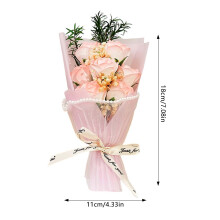 (Lychee powder) Pearl Soap Flower Bouquet - Office Decor & Photo Prop