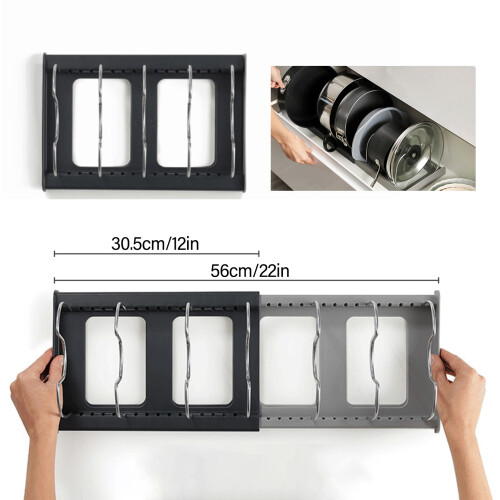 Kitchen Pan Lid Organizer with Handle Slot