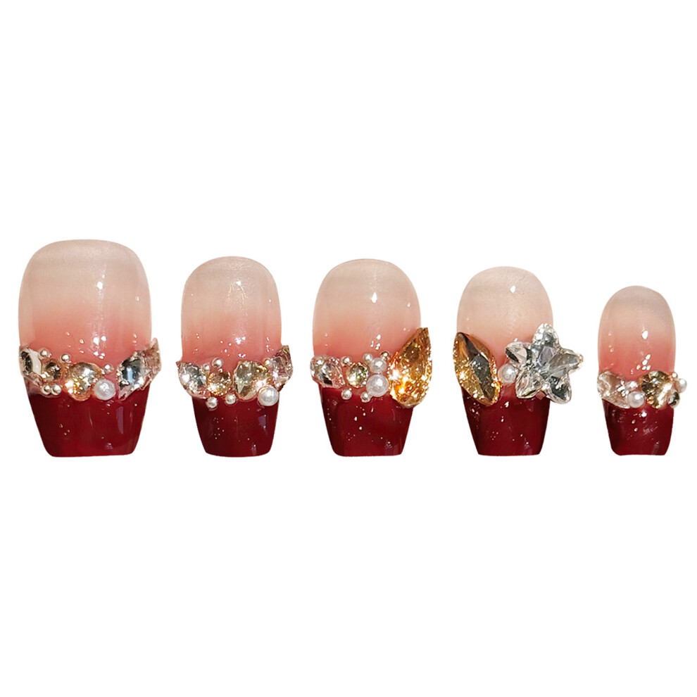 Dachuang Beauty Red (M) Tip False Nails - Handmade & Odorless