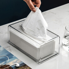 (Transparent, L) Modern Tissue Box with Cover - Easy Refill