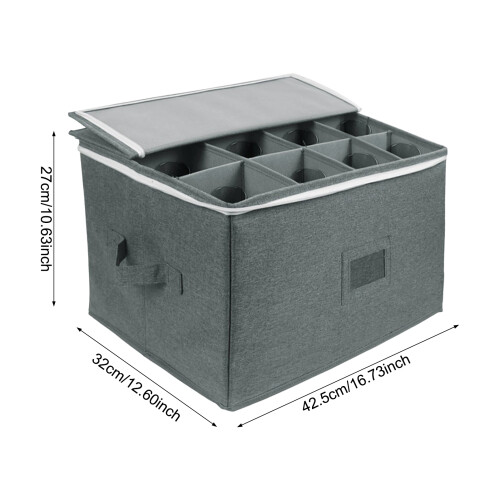 12-Wine Glass Storage Box with Dividers