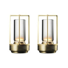 2X Candeeiro de Mesa LED Recarregável 2600Mah Moderno Toque Ajuste Candeeiro de Mesa para Quarto Restaurante DecoraçãO Ouro Claro