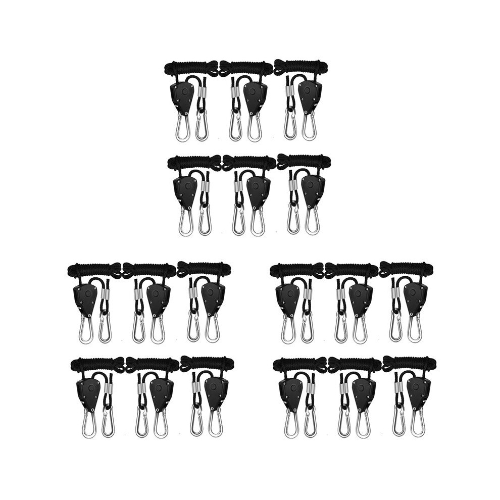 18Pcs Adjustable 1/8Inch Lanyard Hanging For Tent Fan Led Grow Plant Lamp Rope Ratchet Hanger Pulley Lifting Pulley Hook 4712864237879