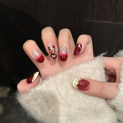 (XS) Glam Sequins Fake Nails - Zero Pressure Design 1