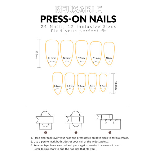 Black Almond Nail Tips - Lightweight & Easy Stick 2