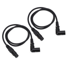 2 pezzi di Cavi di Estensione Microfono XLR Maschio a Femmina da 0,3 m, angolo di 90, schermati