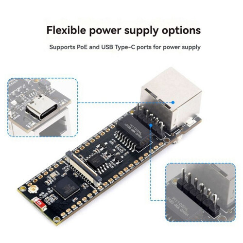 ESP32-S3 Ethernet-Ontwikkelingsbord met Cameramodule en POE-Module POE Dual-Core Plate Load Type-C-Interface 2