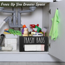 Trash Bag Dispenser, Wooden Garbage Bag Holder, Fits Most Standard Sizes, Wall Mount or Countertop, Kitchen Storage