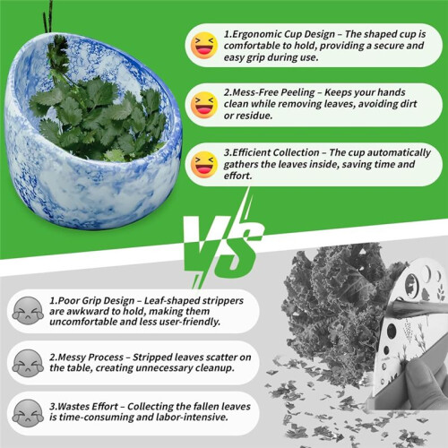 Herb Stripper, Pottery Herb Stripper Bowl, Herb Stripper Bowl,Kitchen Herb Stripping Tool Efficient Leaf Removal Tool