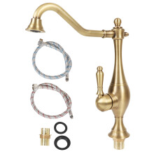 Brass Bathroom Sink Faucet with Rotatable Handles