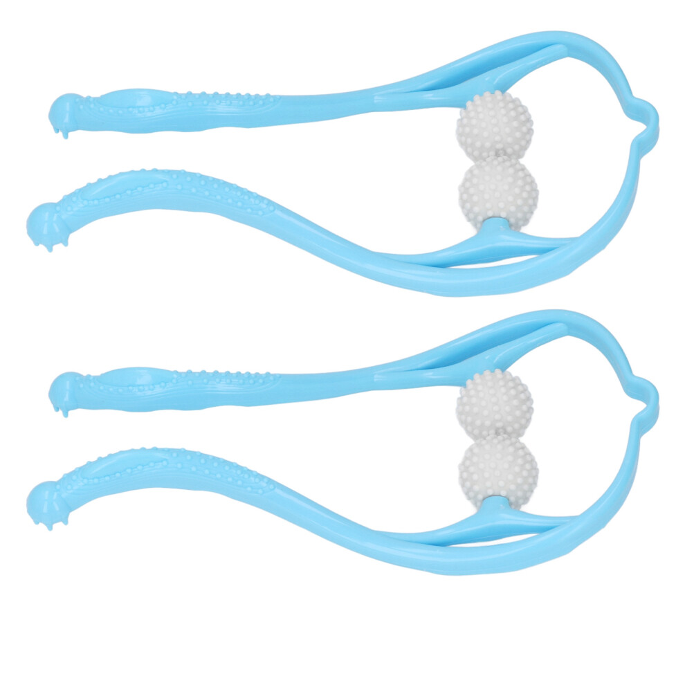Blue 2Pcs Dual Trigger Point Neck Massager, Ergonomic Handheld