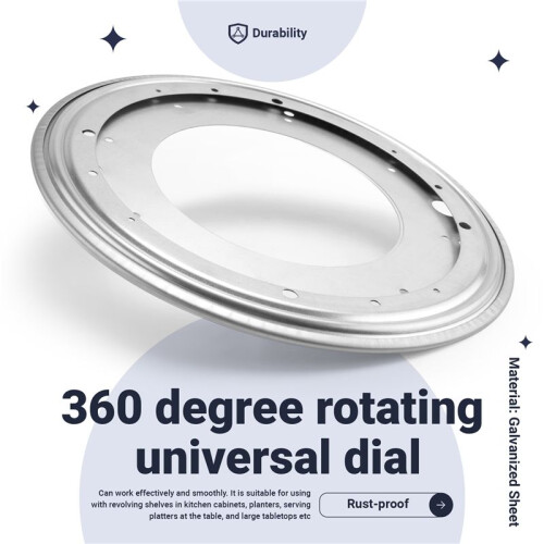 12 Inch Round Shape Galvanized Turntable Rotating Swivel Plate Kitchen & Display Table Hardware 2