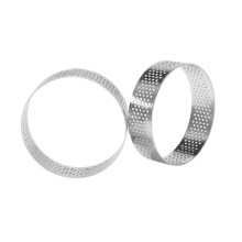 50Pcs Circular Tart Rings with Holes Stainless Steel Fruit Pie Quiches Cake Mousse Mold Kitchen Baking Mould 7cm