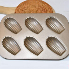 4 Pack Madeleine Mold Cake Pan, Non-Stick Heavy Duty Shell Madeline Bakeware for Oven Baking (Gold)
