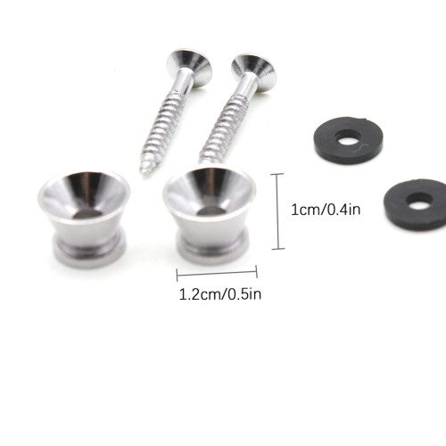 2 Stück Strap Lock Pins 1,2  1,2  1 cm Schwarz/Silber 1