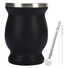 Tasse à maté à double paroi en acier inoxydable, récipient à yerba maté isotherme pour boissons chaudes et froides, pailles bombilla avec