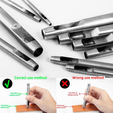 15 Pc Hollow Punch Leather Hole Punch Cutter 0.5Mm-10Mm Round Punch Tool Set Kit de Trabalho de Artesanato em Couro para Couro, RelóGio