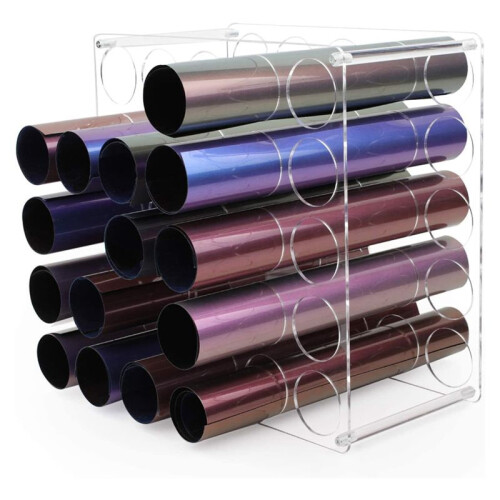 Rack de Armazenamento de Rolo de Vinil com 25 Furos, Suporte de Rolo de Vinil para Sala de Artesanato, 12 Polegadas X 12 Polegadas, Furos de 2 1