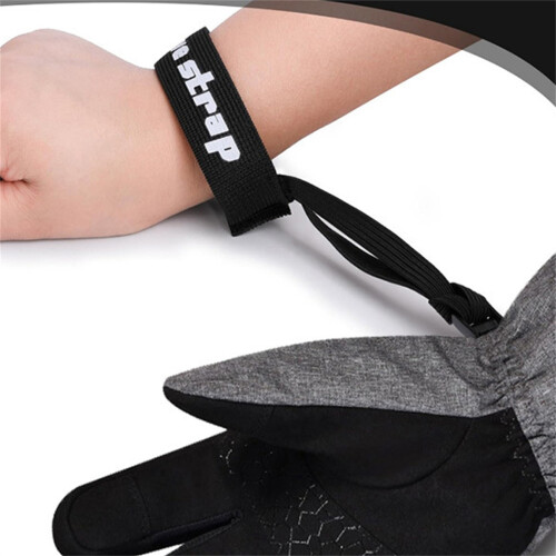(Logo style) Ski Gloves - Black Polyester, Rubber Coating 1