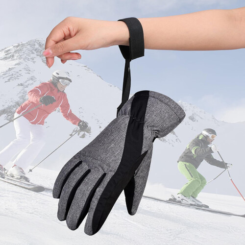 (No Logo) Ski Gloves - Black Polyester, Rubber Coating 2