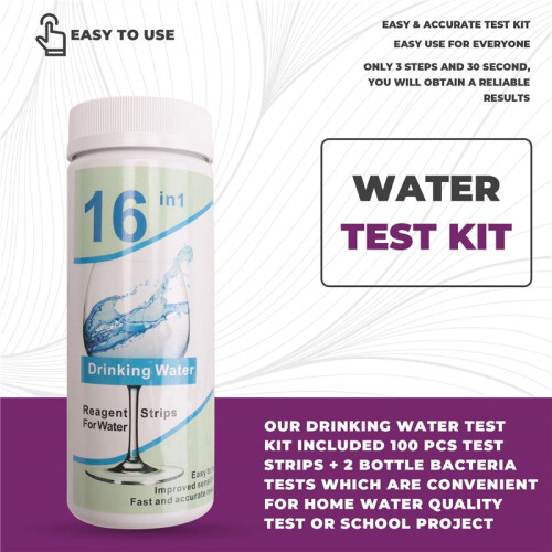 17-in-1 Complete Water Test Kit for Home,100 Strips + 2 Water Testing Kits for Drinking Water Easy Testing, PH, Lead 1