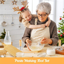Herramientas para Hacer Pasta de Ñoquis de 7 Piezas, Tabla de Madera para Pasta con Sello para Ravioles y Juego de Rodillo para Pasta Casera
