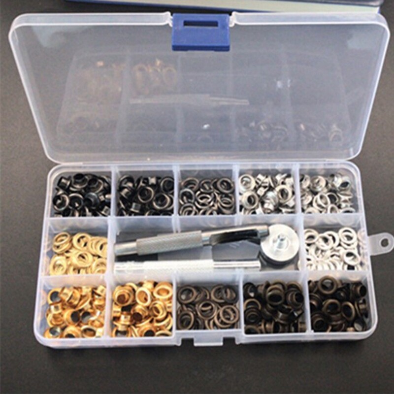 200 Set 6 mm Metal Grommets Eyelets Kit with a Base and Punch Hole Tool ...