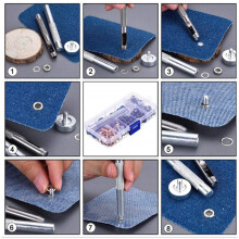 Set van 200 Stuks 6 mm Metalen Doorvoertules, Oogjesset met Basis en Ponsgatgereedschap en Installatiegereedschap, Reparatie met Plastic Doos