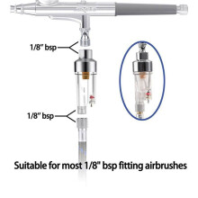 Airbrush Tool In- Air Filter and Oil Water Separator with 1/8 Inch Female Threads for Airbrush and Hoses Connect