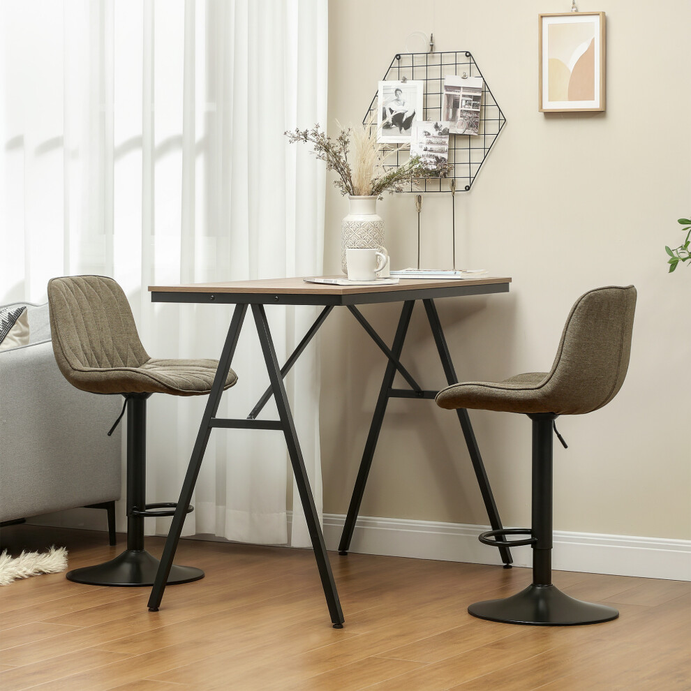 Homcom (Brown) Bar Stools Set Of 2, Modern Armless Bar Chairs Brown