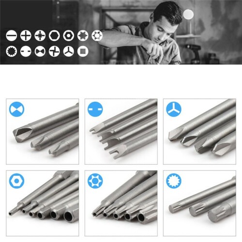 Security Bit Set Screwdriver Bit 1/4 Screwdriver Bits Long Set Torx Flat  Hex Driver Bits for Household Use 2