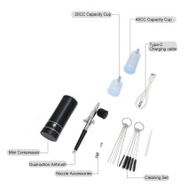 Air Brush Kit with Compressor, Air Brush Rechargeable Portable High Pressure Air Brushes with 0.3mm Nozzle
