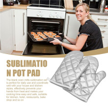 Sublimation Blank Oven Mitts Set Gloves and Sublimation Blank Pot Pad for DIY Kitchen Dining Room Accessories 4Pcs