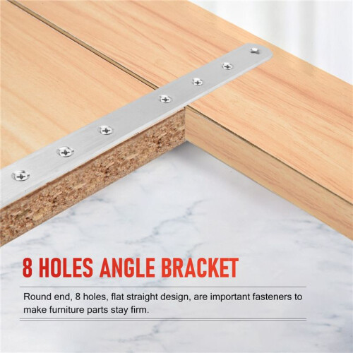 Metal 8 Holes Flat Straight Design Corner Brace Angle Bracket 250mm 1