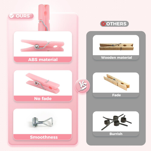 (Pink) 50PCS Plastic Photo Clips, Solid Color Card Making Clips 2