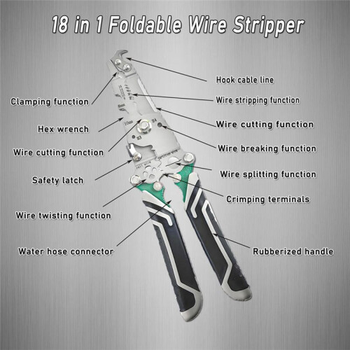 18 in 1 Foldable Wire Stripper,Multifunctional Wire Stripper,Multifunction Wire Stripper,Electrical Pliers 2