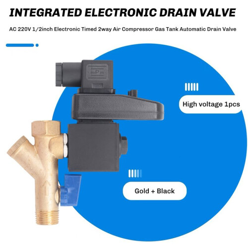 AC 220V 1/2inch Electronic Timed 2way Air Compressor Gas Tank Automatic Drain Valve 1