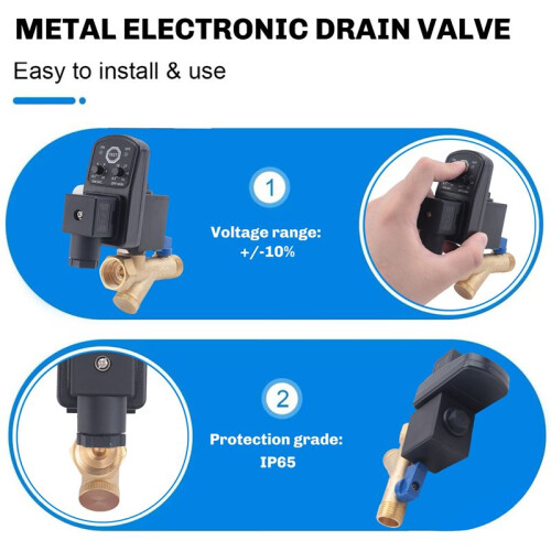 AC 220V 1/2inch Electronic Timed 2way Air Compressor Gas Tank Automatic Drain Valve